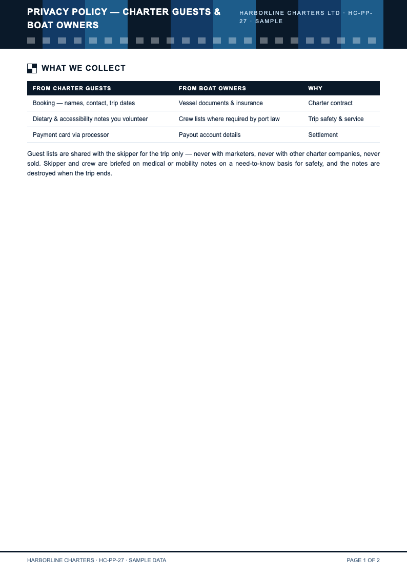 Nautical marine privacy policy